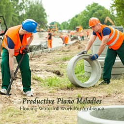 Productive Piano Melodies: Flowing Waterfall Workday Ambience - Water Ambience