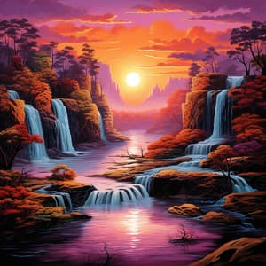 Reflections Waterfall Overture: Waterfall Dreams at the Lake - Earth Stone