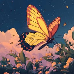 The Butterfly Floats Around Listening to Lofi - LO-FI BEATS