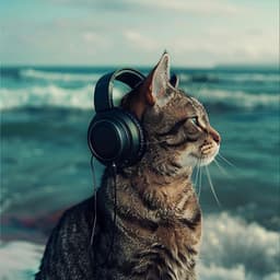 Cats and the Calm Sea: Melodic Ocean Waves - Calm Cat
