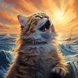 Blazing Feline Melodies: Music and Fire - Upbeat Morning Music