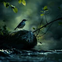 Peaceful Night with Binaural Nature Birds and Creek - Reading and Study Music