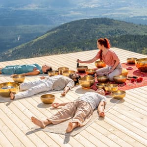 Focus Session: Soothing Crystal Singing Bowl Harmony with Waterfall - Water Soundscapes