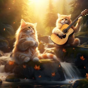 Melodic Waterfalls: Feline Notes and Harmonies - The Wild Walkers