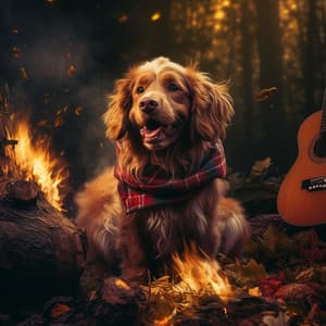 Dog's Fiery Interlude: Music in the Campfire - Sunrise Flames Fire Sounds