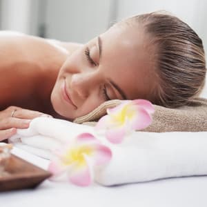 Spa Reflections: Flowing Waterfall Rhythms with Chill Music - Waterfall in the distance