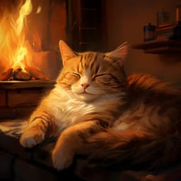 Feline Harmony by the Fire: Melodic Tunes for Cats - Shower Sounds