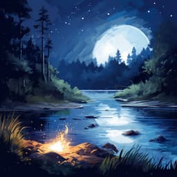 Crackling Flames by the Gentle Stream - Majestic Waters