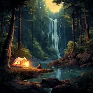 Forest Serenity: Waterfall and Crackling Flames - Epic Nature Sounds