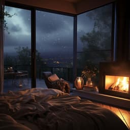 Binaural Fireplace Serenity: Rain and Distant Thunder Ambiance - Delta Pure Waves