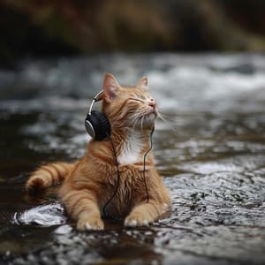 Feline's River Rest: Soothing Stream Sounds - Mellow Study Grooves