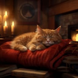 Serenata Felina: Melodías De Gato De Piano Iluminadas Por Fuego - Música suave