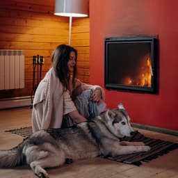 Fireside Furry Friend: Hearthside Piano Harmony for Dogs - Celestial Flames Fire Sounds