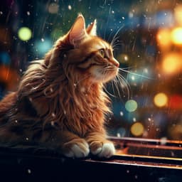 Cat's Serene Playtime: Serene Rain Showers - Nature Calm