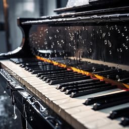 Refugio Felino Con El Piano Lluvioso En La Tranquilidad - En el piano