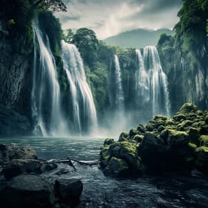 Cats' Retreat to Nature's Waterfalls: Peaceful Waters - Brain Timbre