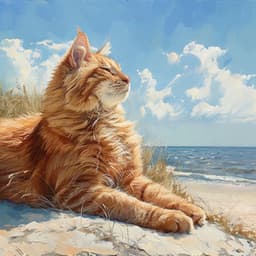 Armonía Felina En El Océano: Música De Ondas Ronroneantes - Gato Somnoliento