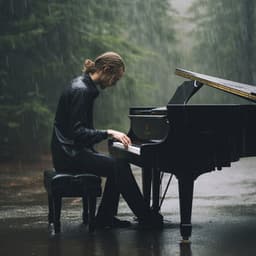 Meditación De Trabajo Lluvioso Con Piano Tranquilo - Sonido de lluvia