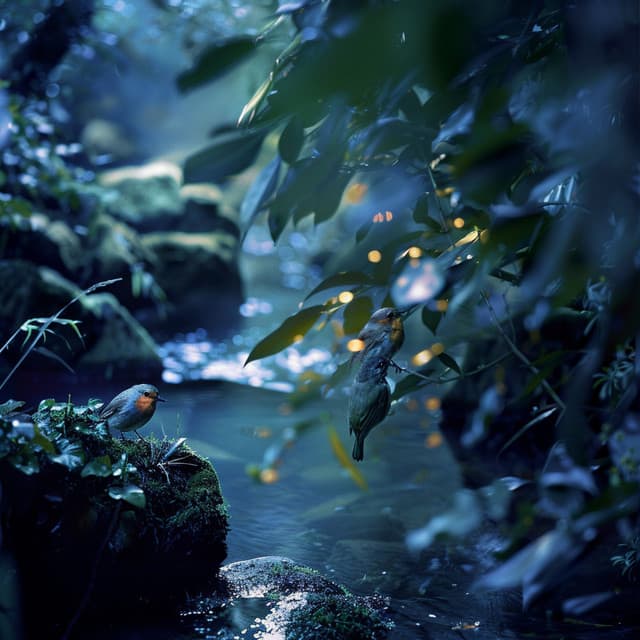 Gentle Night with Binaural Creek Birds and Nature Sleep - Sound to Sleep