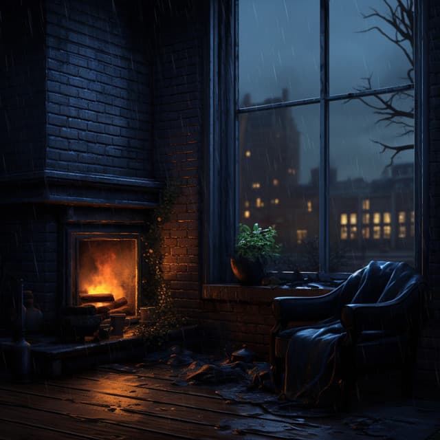 Embers of Desire: Romantic Rainy Evening Ambience - Fireplace FX Studio