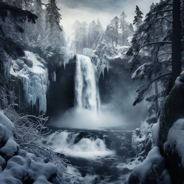 Chilled Whispers: Binaural Cascade in Winter - Waterfall White Noise