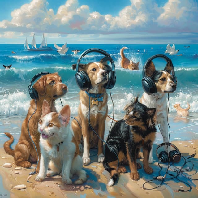 Pets and Ocean Waves: Soothing Sounds - Sleepy Pets