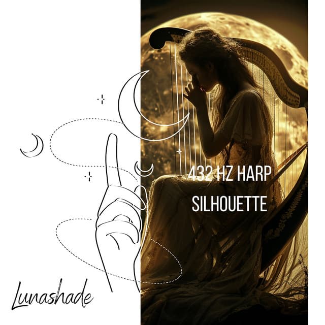 432 Hz Harp Silhouette: Serene Outlines - Lunashade