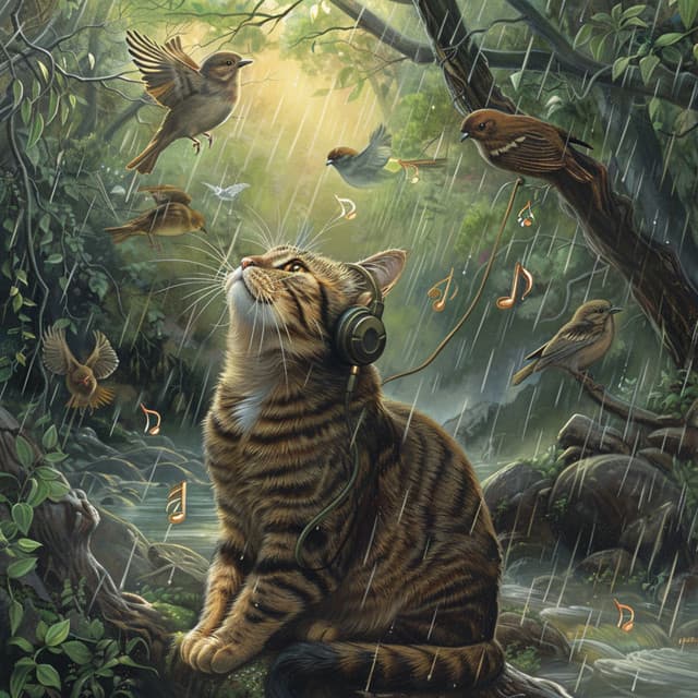 Rain’s Cat Harmony: Binaural Birds in Nature’s Calm - 78 72 Hz - Cat Music Jukebox