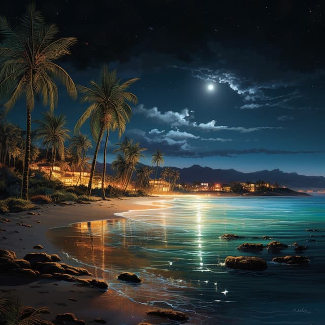 Soothing Ocean Ambience in the Moonlight - Pacific Ocean Wave Sounds