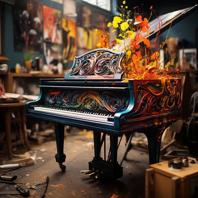 Lienzo Rítmico: Impresiones De Piano - Gato de piano