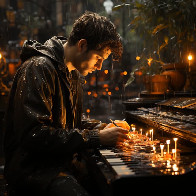 Sesión De Estudio De La Lluvia Y El Piano En Armonía - Lugar de lluvia