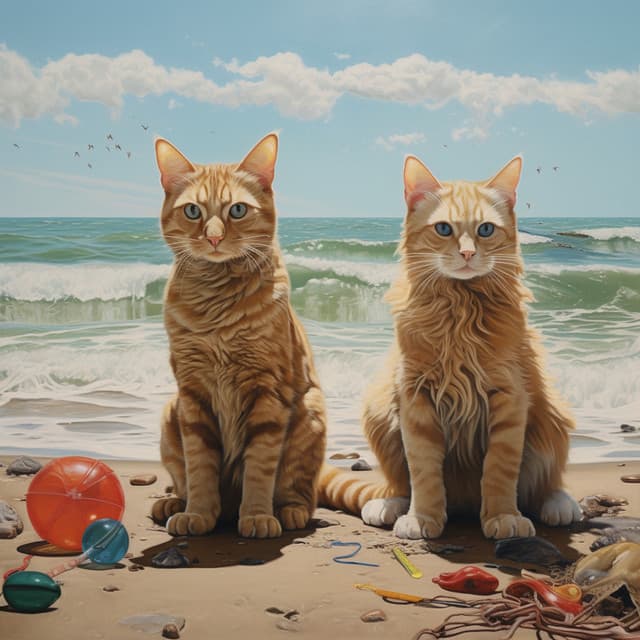 Serenidad Armónica Felina: Melodías De Olas Del Océano - Ruido de la naturaleza