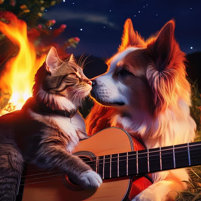 Pets' Fireside Melodies: Relaxing Guitar and Warmth - Relax & Chill