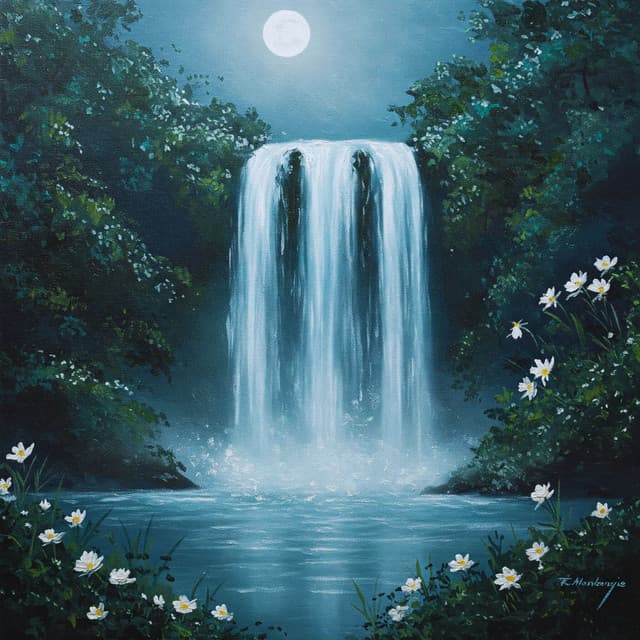 Lunar Waterfall Serenity - Waterfalls Music Universe