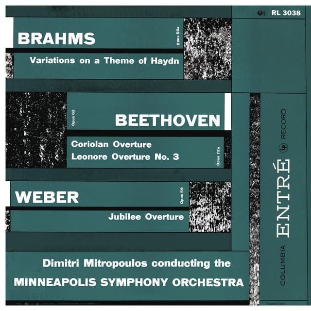 Brahms: Variations on a Theme by Haydn, Op. 56a - Weber: Jubilee Overture, Op. 59 - Beethoven Overtures - Dimitri Mitropoulos