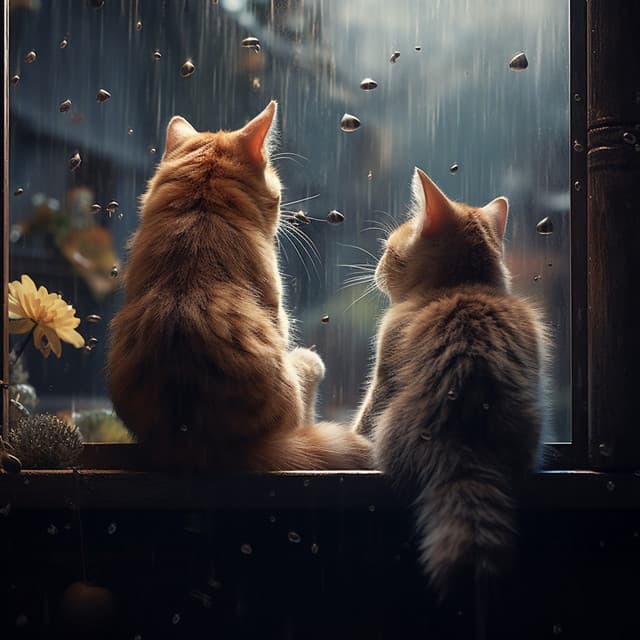 Refugio Felino Con El Piano Lluvioso En La Tranquilidad - Cielos de lluvia