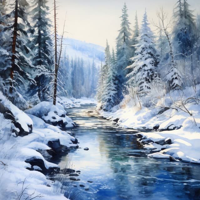 Winter's Serenity: Cold River Serenades - Streams & Mist