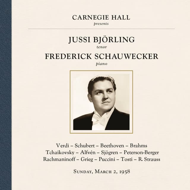 Jussi Björling at Carnegie Hall, New York City, March 2, 1958 - Jussi Björling