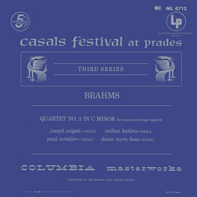 Brahms: Piano Quartet No. 3, Op. 60 & Piano Trio No. 2, Op. 87 - Johannes Brahms