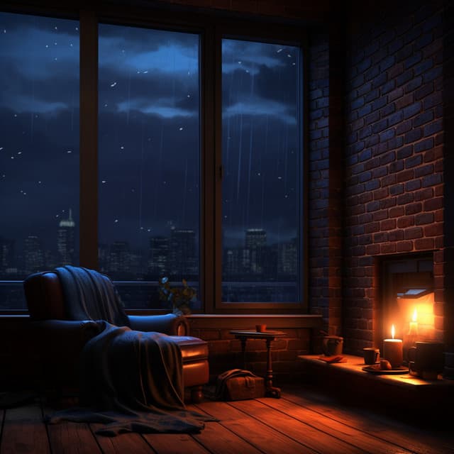Flame's Serenade in the Downpour - Fireplace Relax