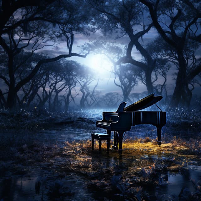 Prados A La Luz De La Luna: El Piano Pinta Tranquilidad En Hojas Plateadas - Tortuga de piano soñolienta