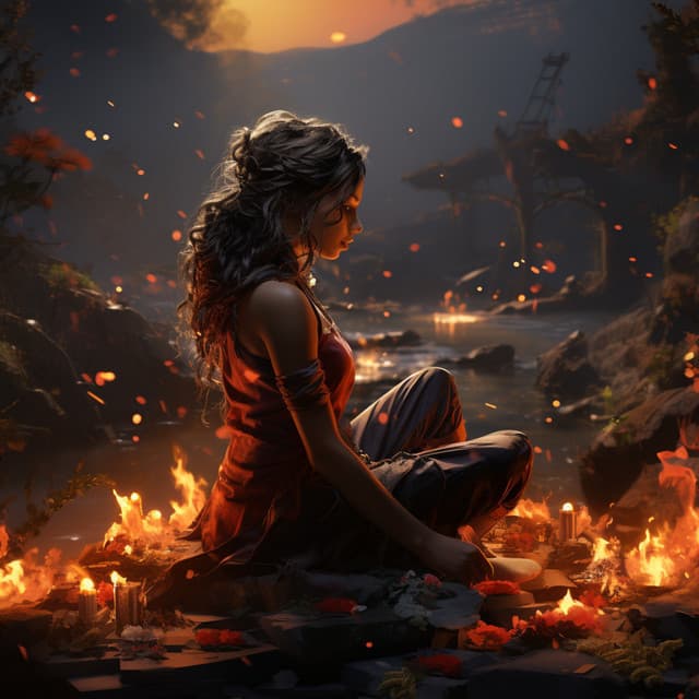 Meditación Binaural Del Fuego: Armonía Serena De La Llama - Ritmos binaurales Música de trabajo