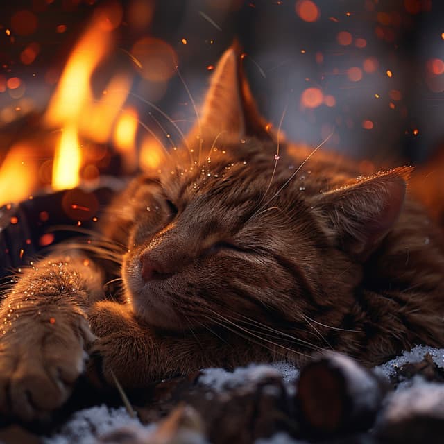 Relajación Junto Al Fuego Para Gatos: Calidez Para Noches Tranquilas - Gato Somnoliento