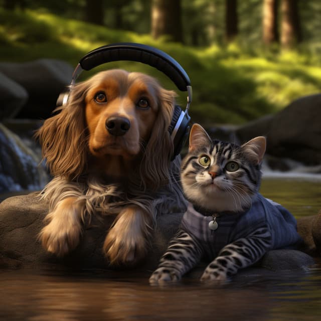 River Serenity: Pets Relaxing Melodies - Floating Log